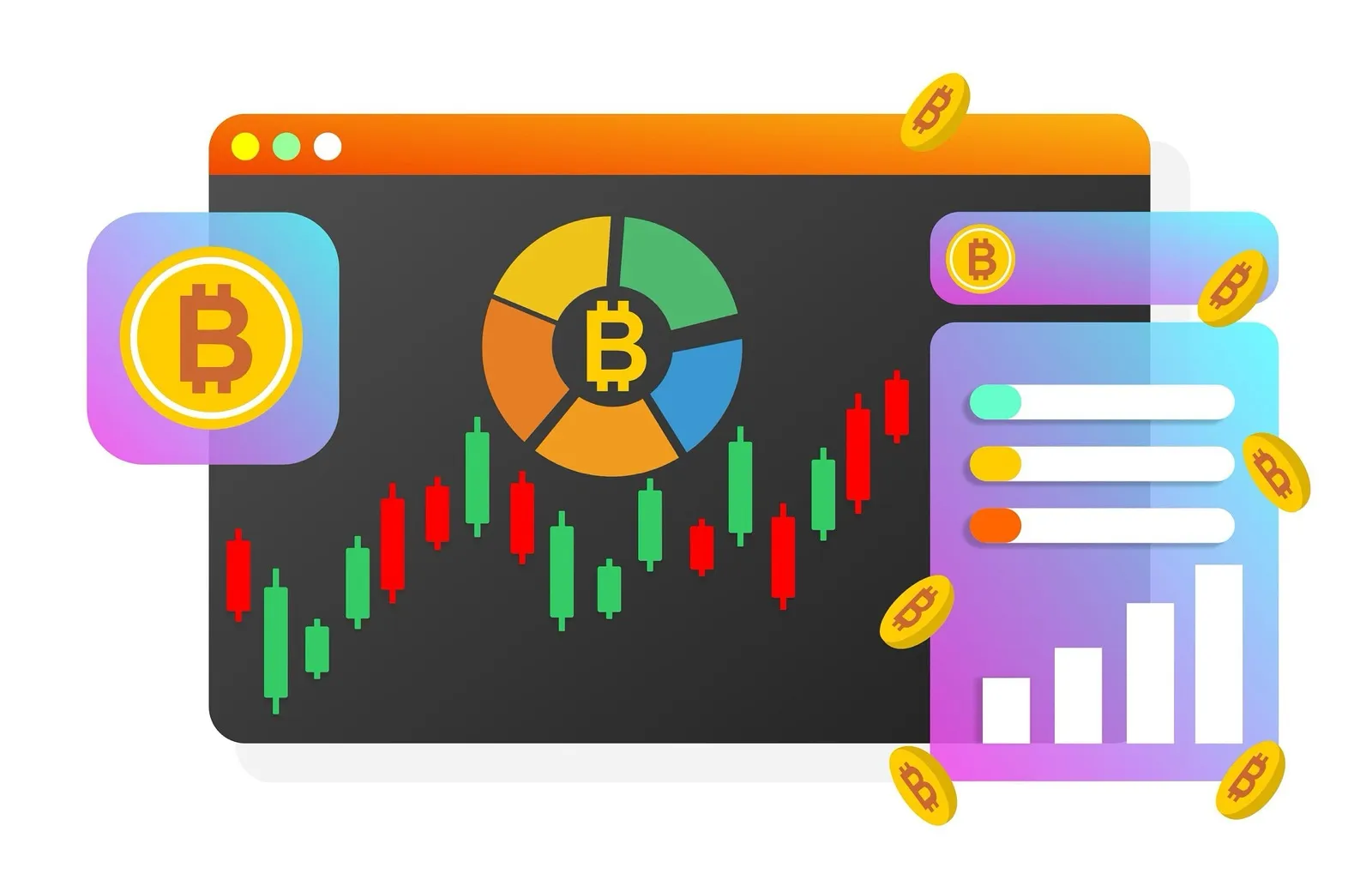 A crypto dashboard illustration representing the CoinGate platform